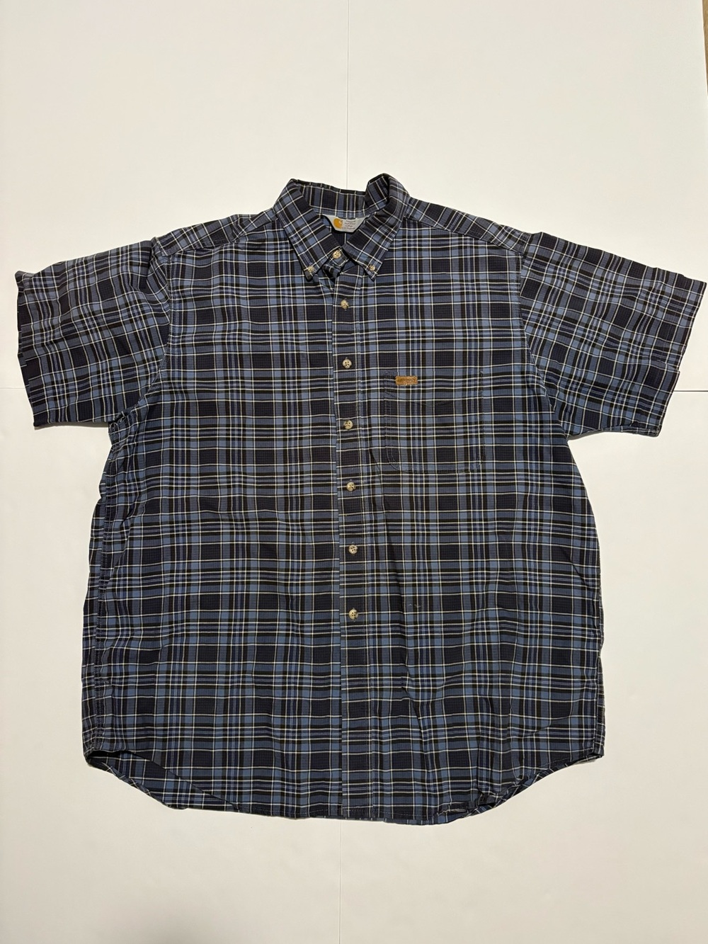 Carhartt Rugged Outdoor Wear Blue Plaid Button Up Shirt XXL